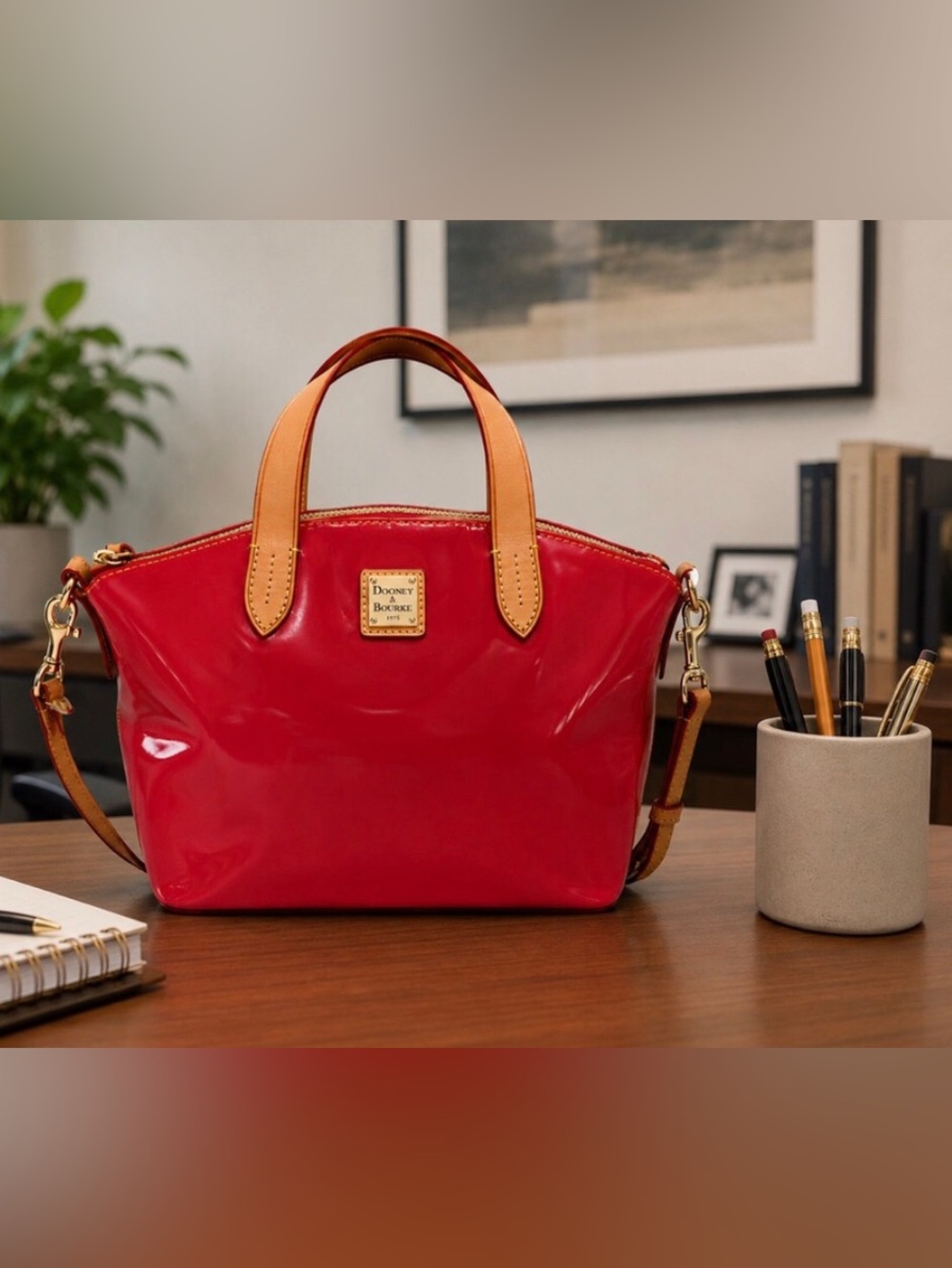 Hot Pink Patent Leather Dooney & Bourke Satchel Crossbody Bag